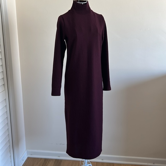 Express XS Long Sweater Dress • Eggplant Mock Neck Knit - Picture 2 of 4